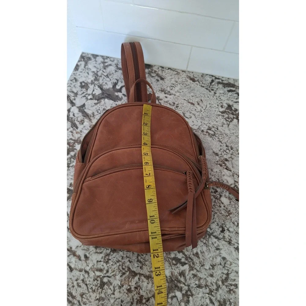 Tommy Bahama Brown Leather Mini Backpack Convertible Sling Bag RN 75343